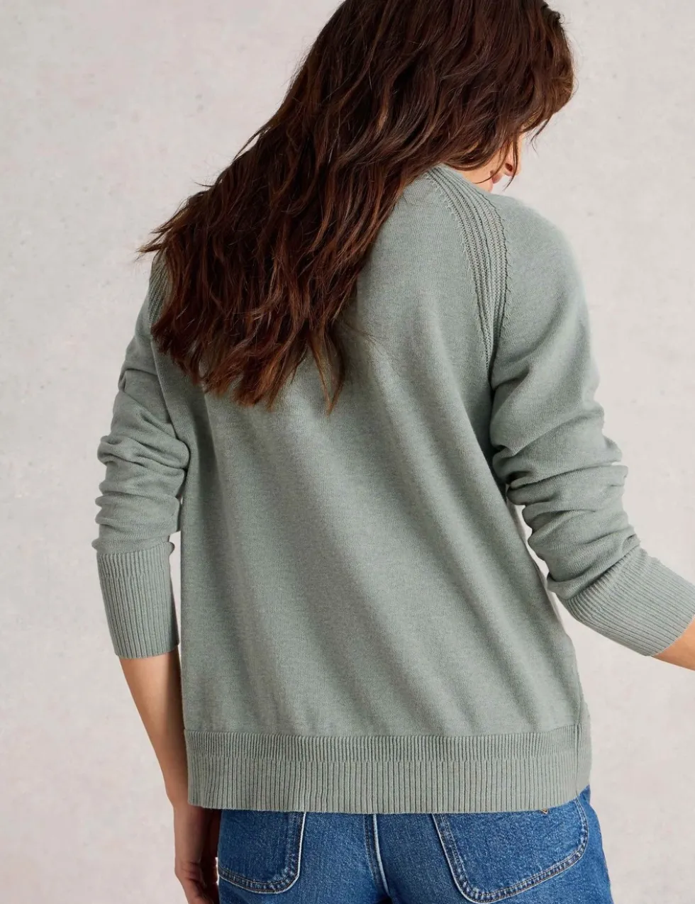 Pure Cotton Crew Neck Button Front Cardigan