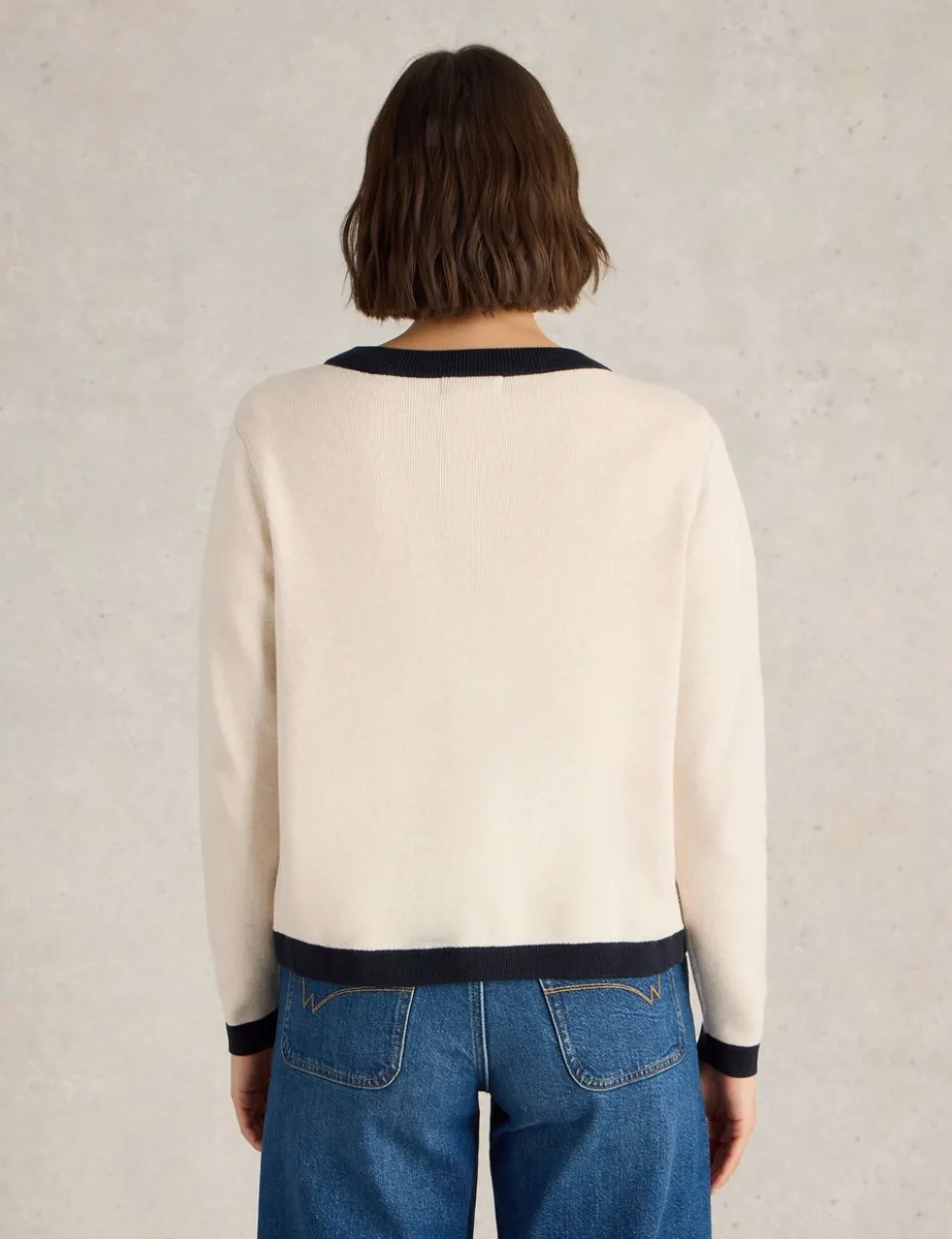 Pure Cotton Crew Neck Button Front Cardigan