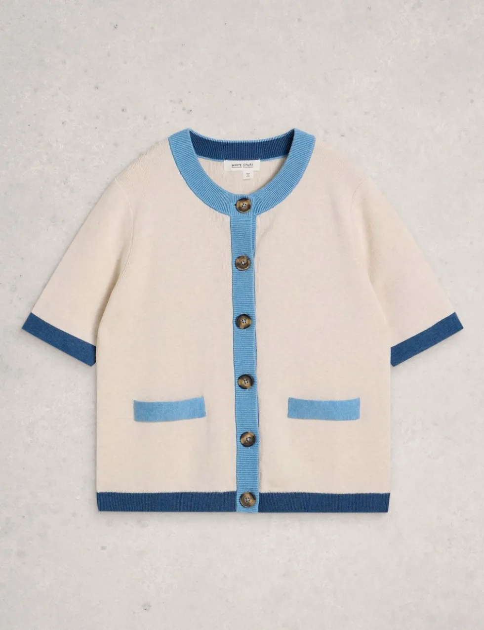 Pure Cotton Crew Neck Button Through Cardigan