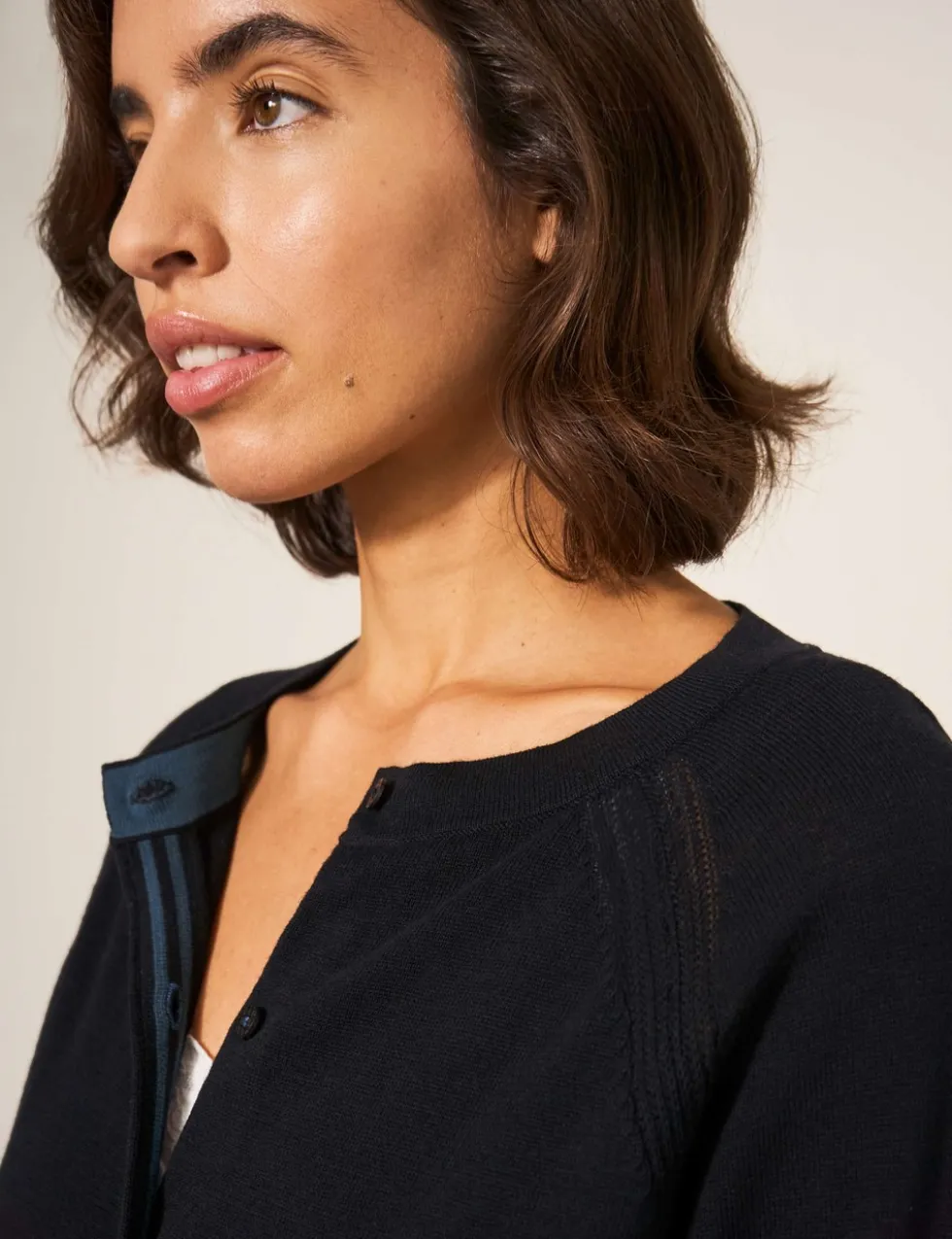 Pure Cotton Crew Neck Cardigan