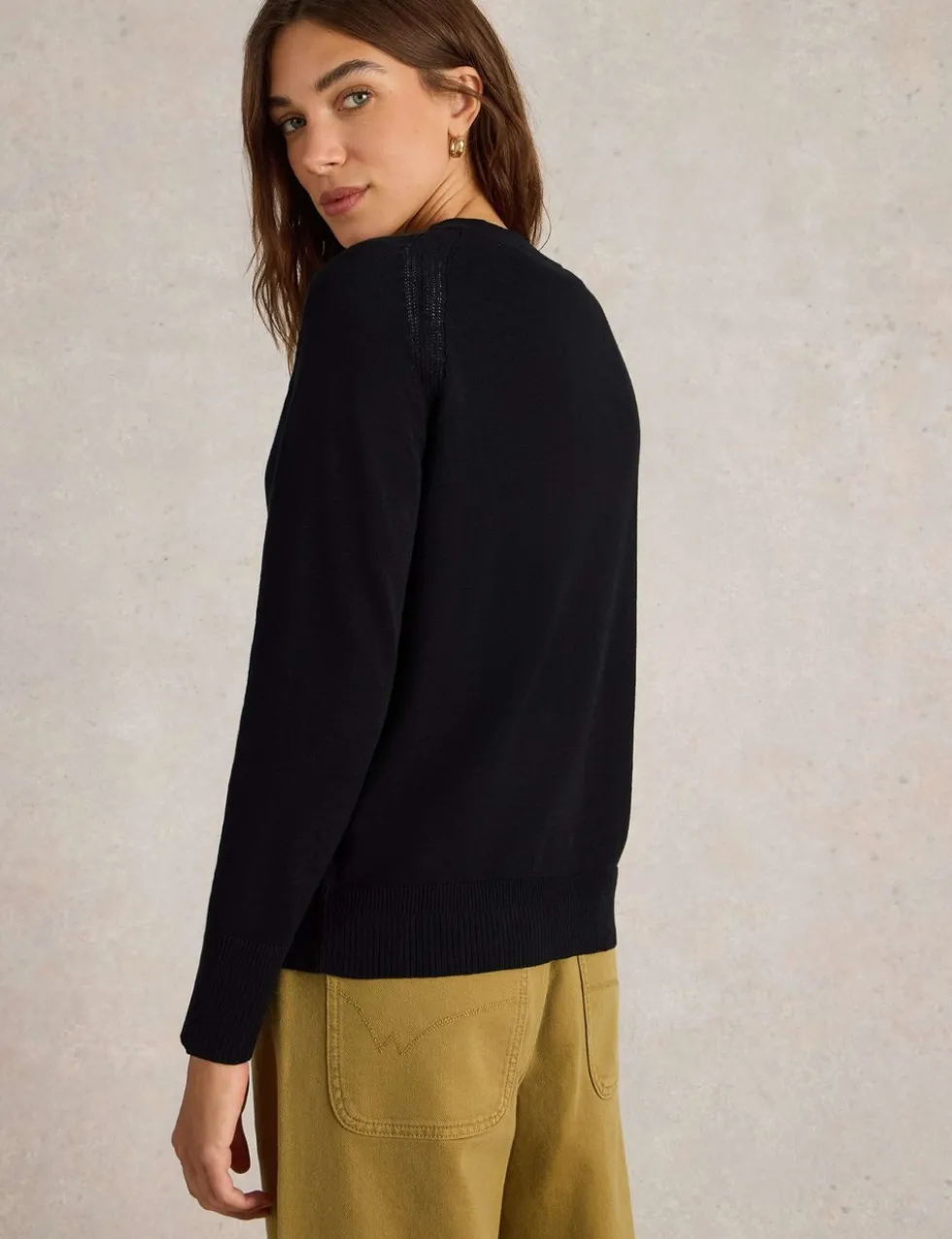 Pure Cotton Crew Neck Cardigan