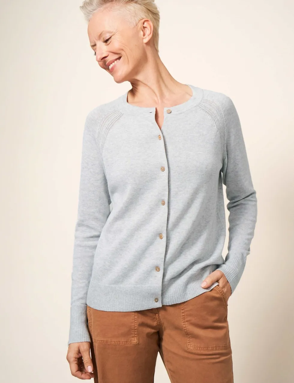Pure Cotton Crew Neck Cardigan