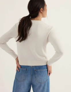 Pure Cotton Crew Neck Cardigan