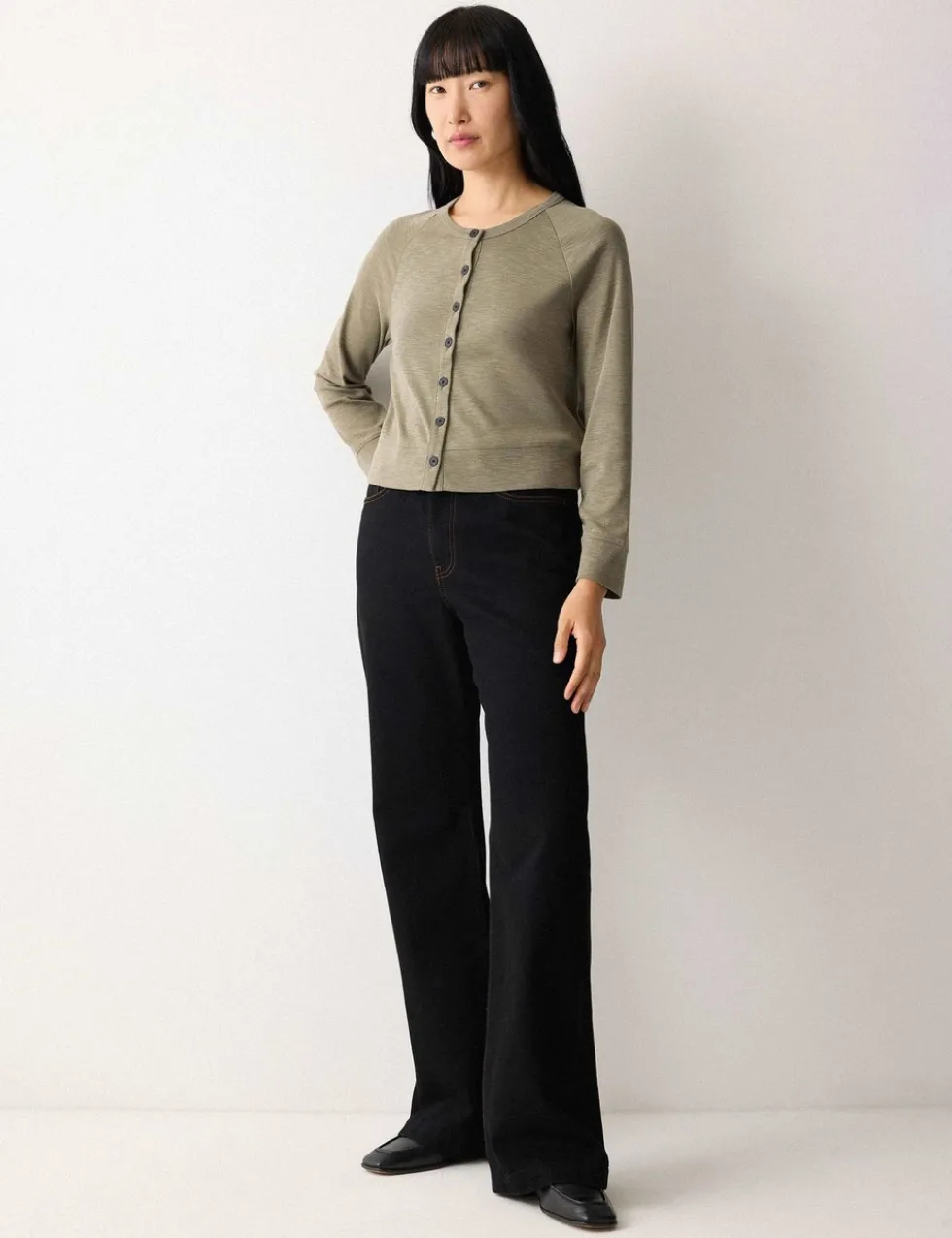 Pure Cotton Crew Neck Cardigan
