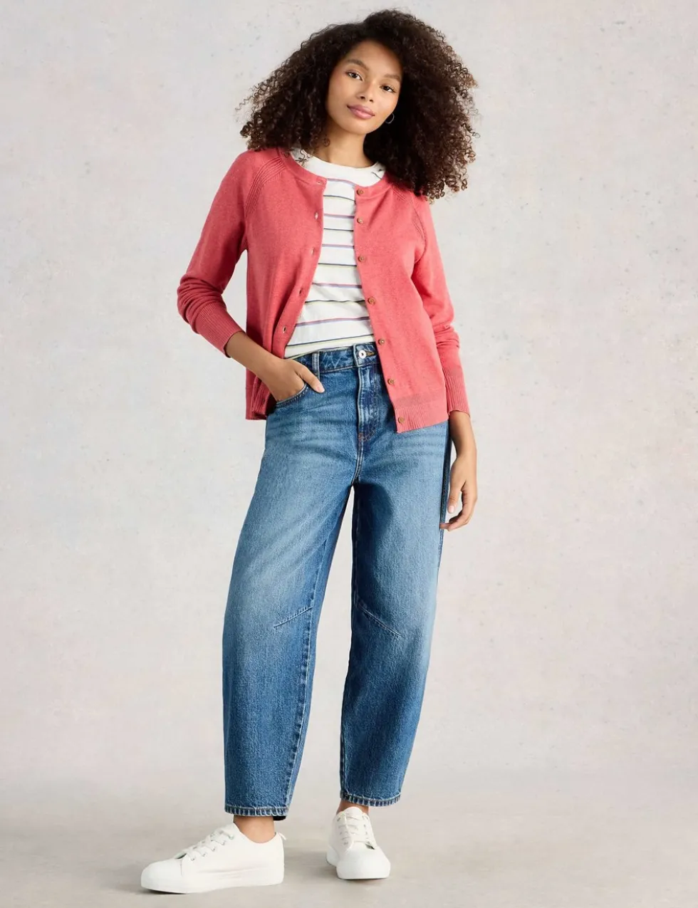 Pure Cotton Crew Neck Cardigan