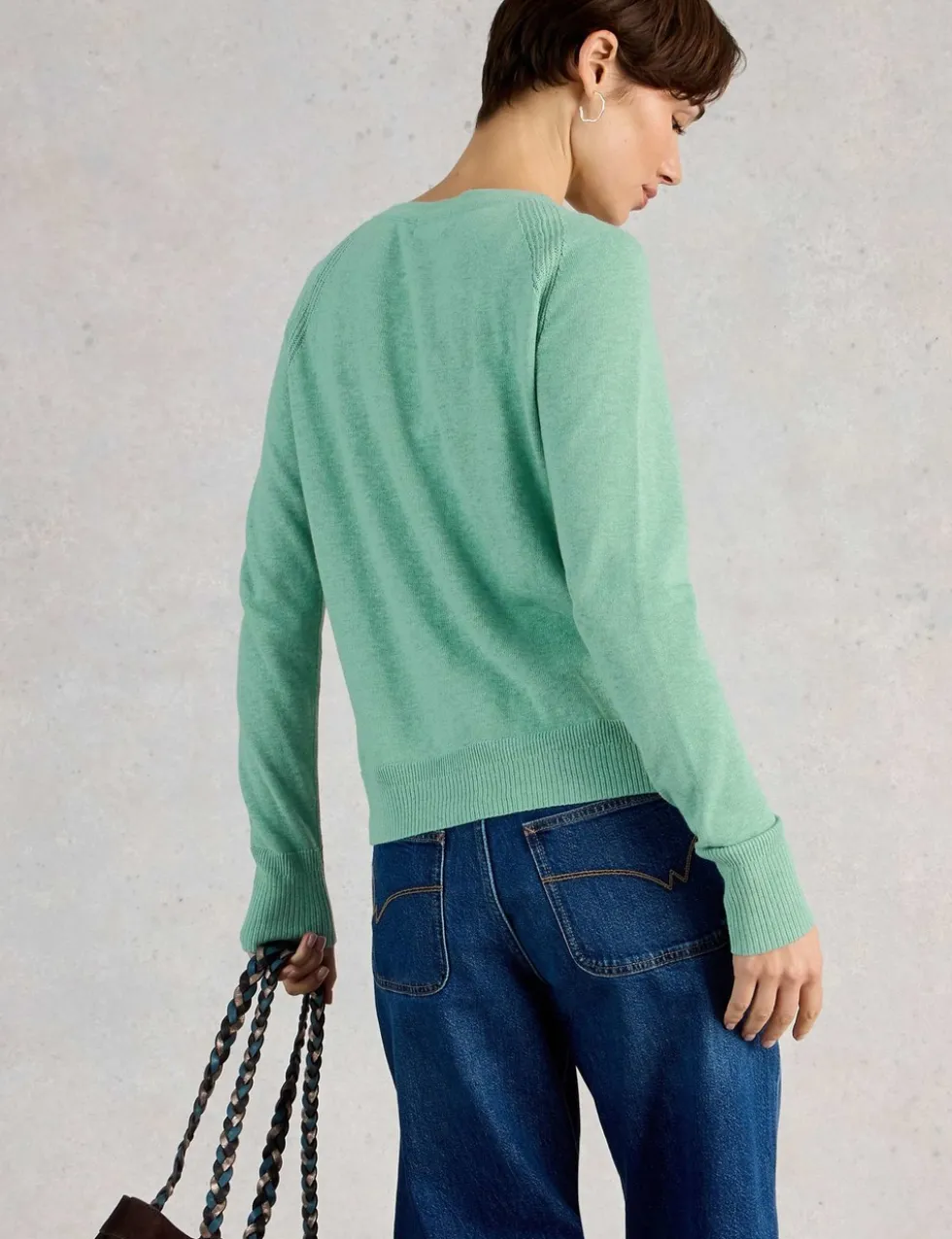 Pure Cotton Crew Neck Cardigan