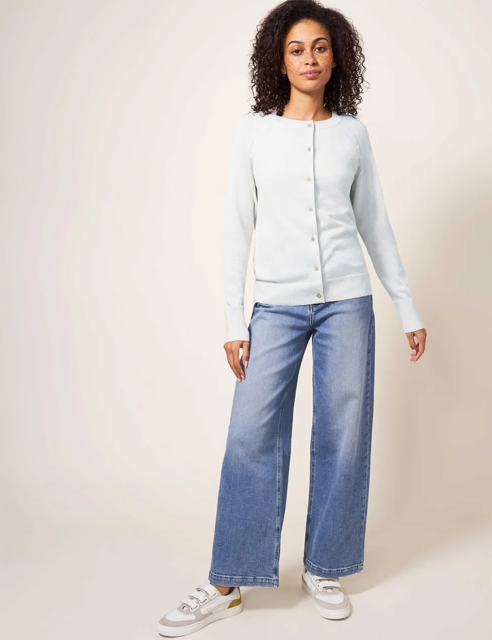 Pure Cotton Crew Neck Cardigan