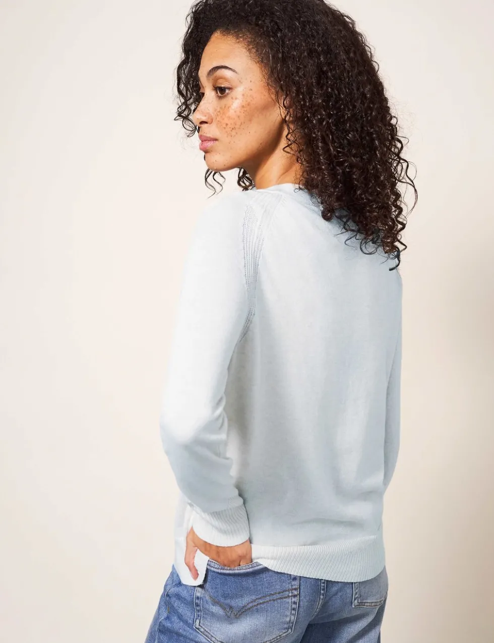Pure Cotton Crew Neck Cardigan