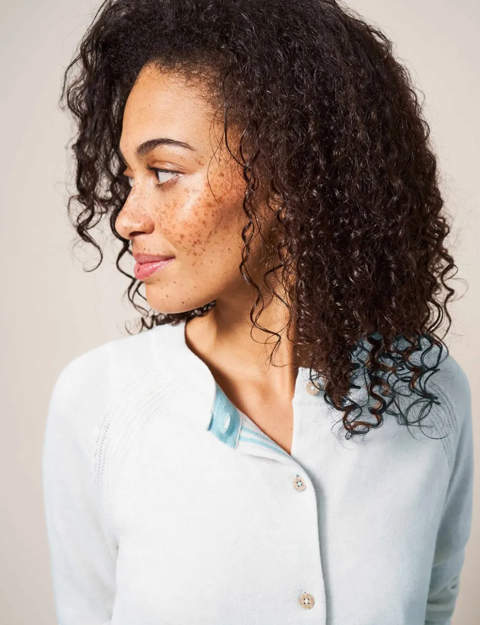 Pure Cotton Crew Neck Cardigan