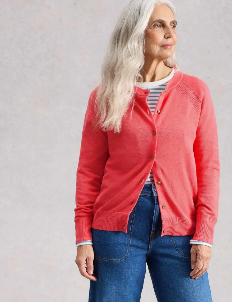 Pure Cotton Crew Neck Cardigan