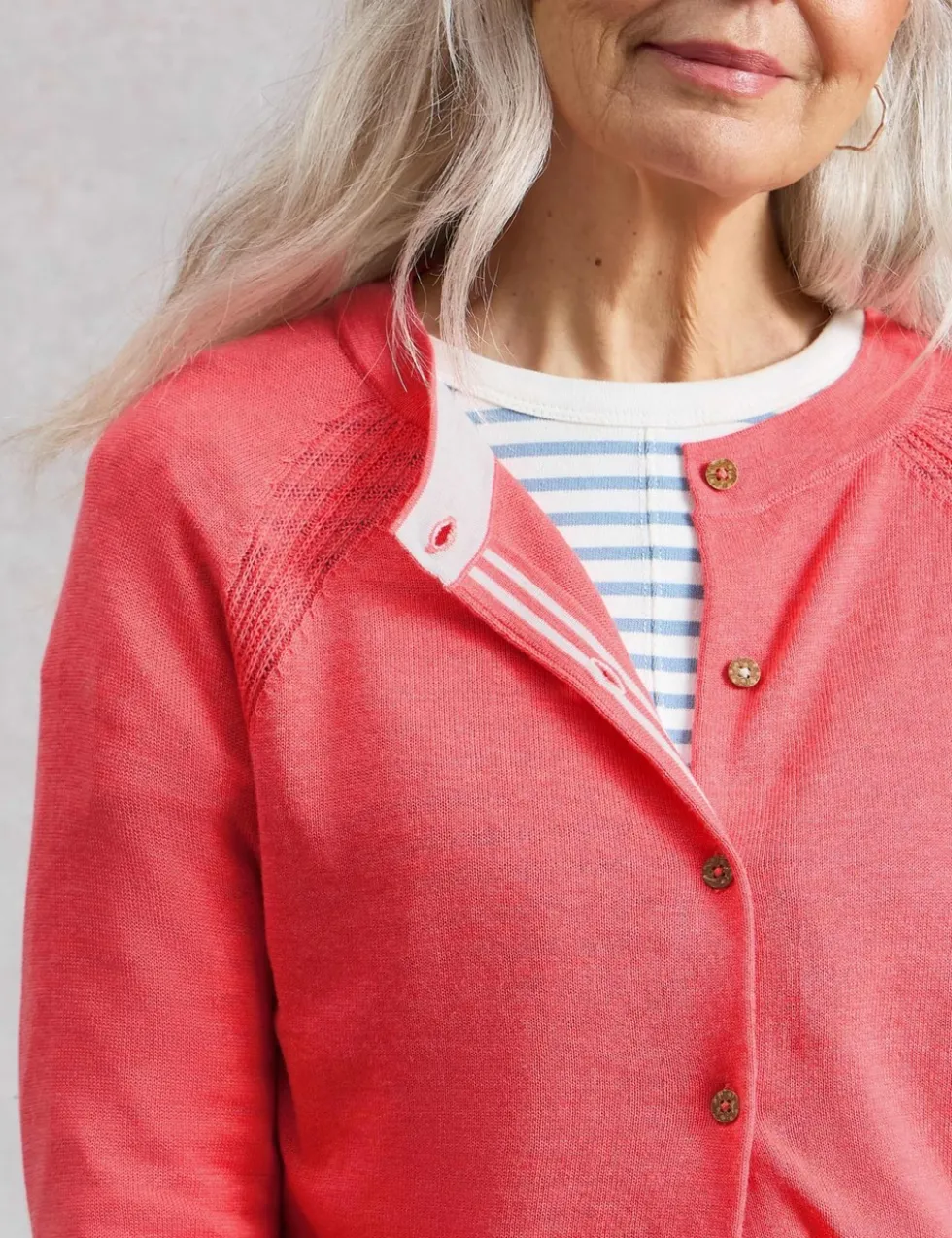 Pure Cotton Crew Neck Cardigan