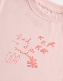 Pure Cotton Crew Neck Seaside Print T-Shirt (2-8 Yrs)