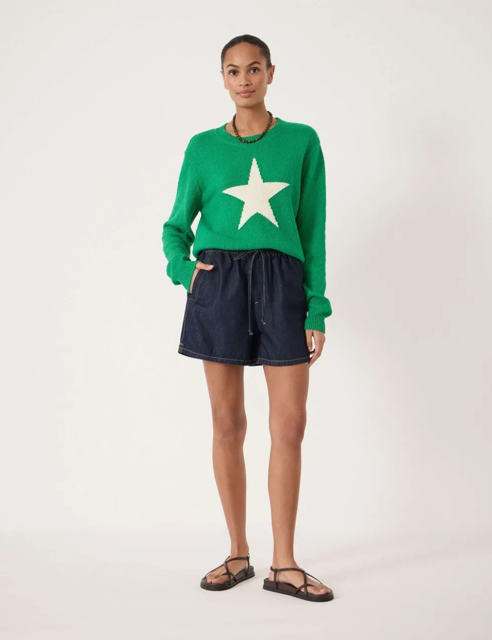Pure Cotton Crew Neck Star Graphic Jumper