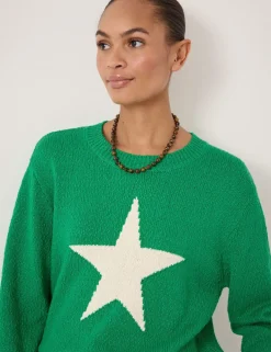 Pure Cotton Crew Neck Star Graphic Jumper