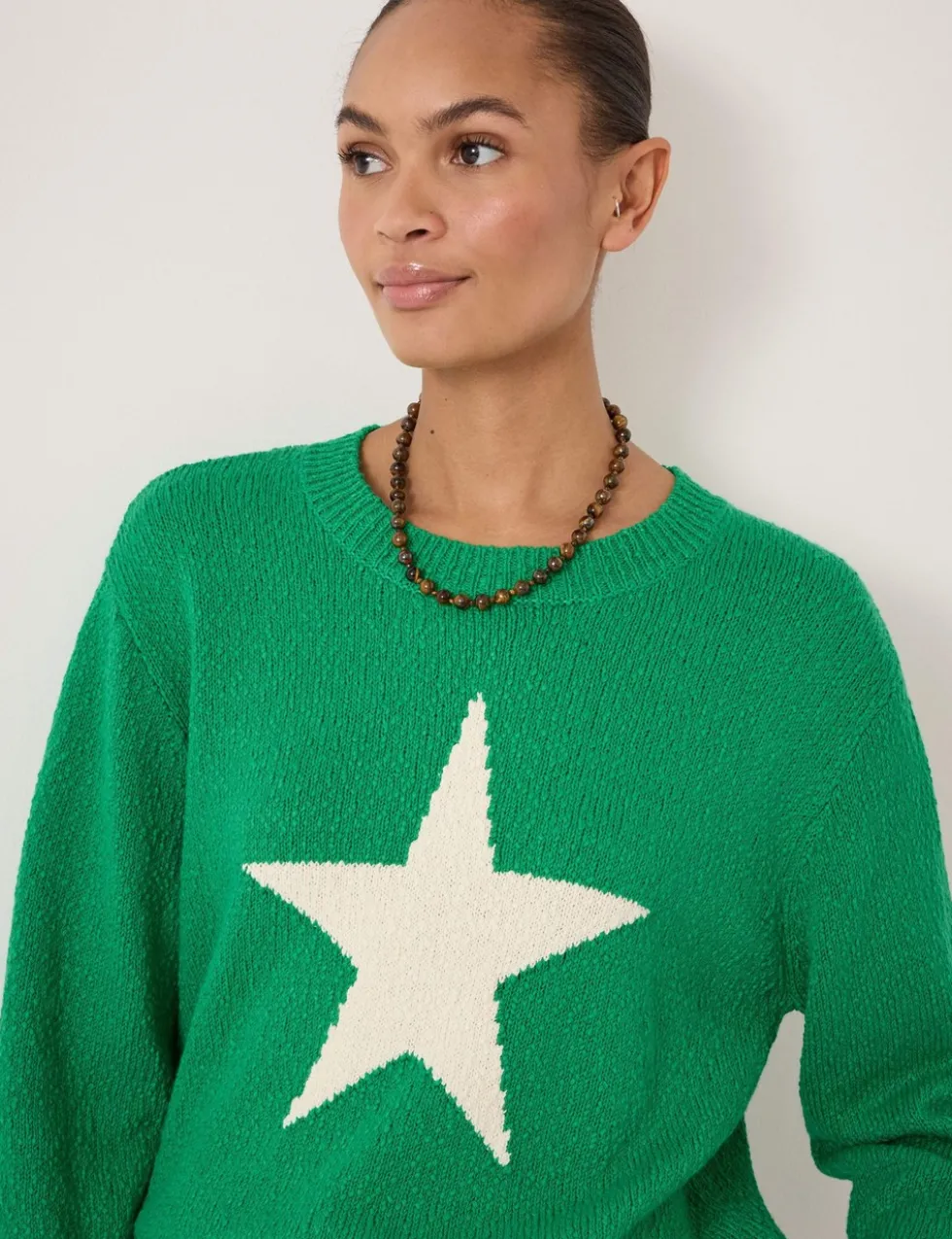 Pure Cotton Crew Neck Star Graphic Jumper