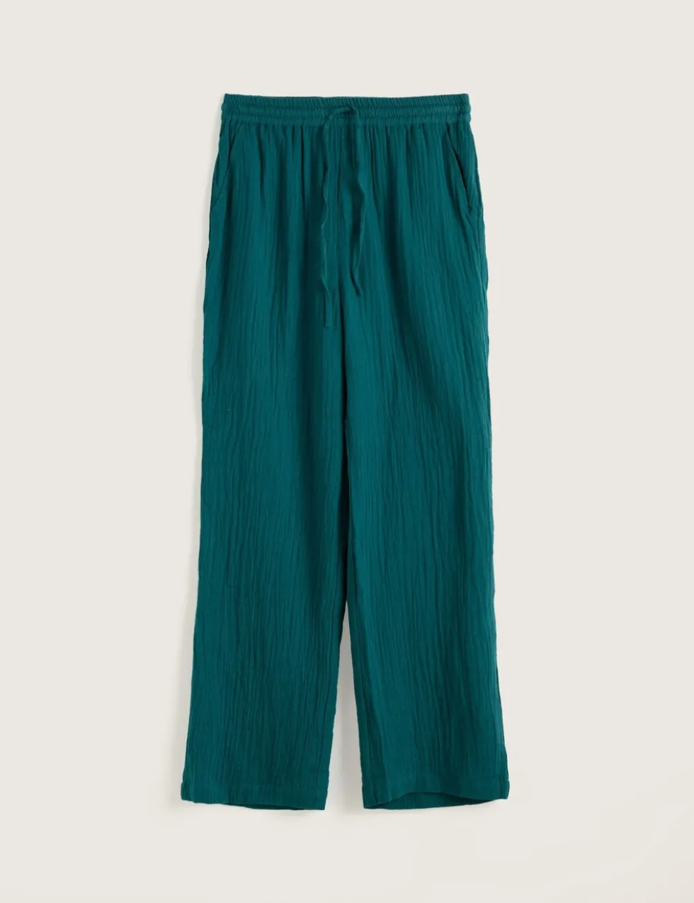 Pure Cotton Crinkle Wide Leg Beach Trousers