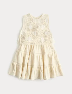 Pure Cotton Crochet Fish Sleeveless Dress (2-10 Yrs)