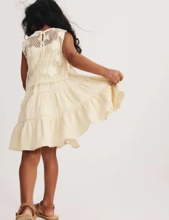 Pure Cotton Crochet Fish Sleeveless Dress (2-10 Yrs)