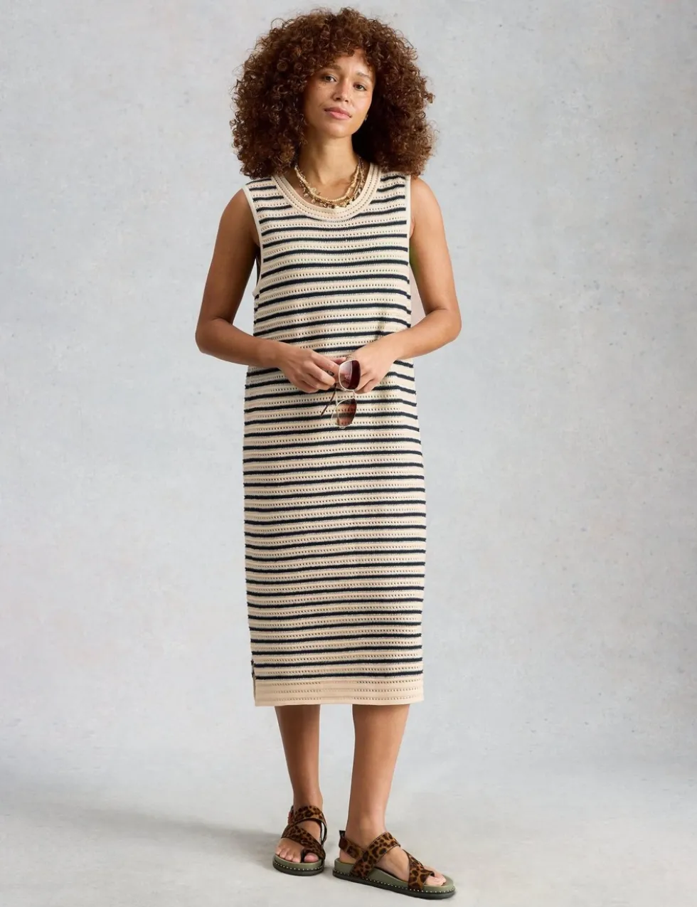 Pure Cotton Crochet Style Midi Beach Dress
