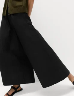 Pure Cotton Cropped Palazzo Trousers
