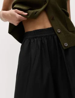 Pure Cotton Cropped Palazzo Trousers