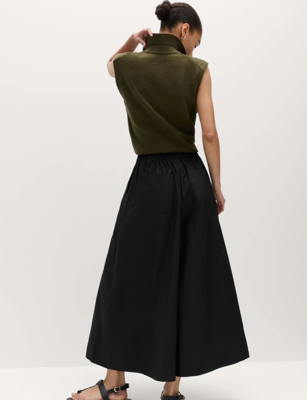 Pure Cotton Cropped Palazzo Trousers