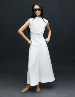 Pure Cotton Cropped Palazzo Trousers