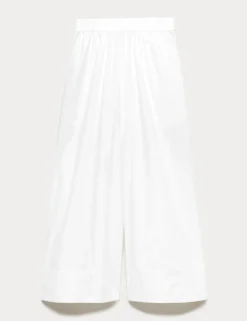 Pure Cotton Cropped Palazzo Trousers