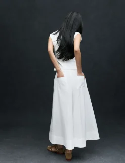 Pure Cotton Cropped Palazzo Trousers