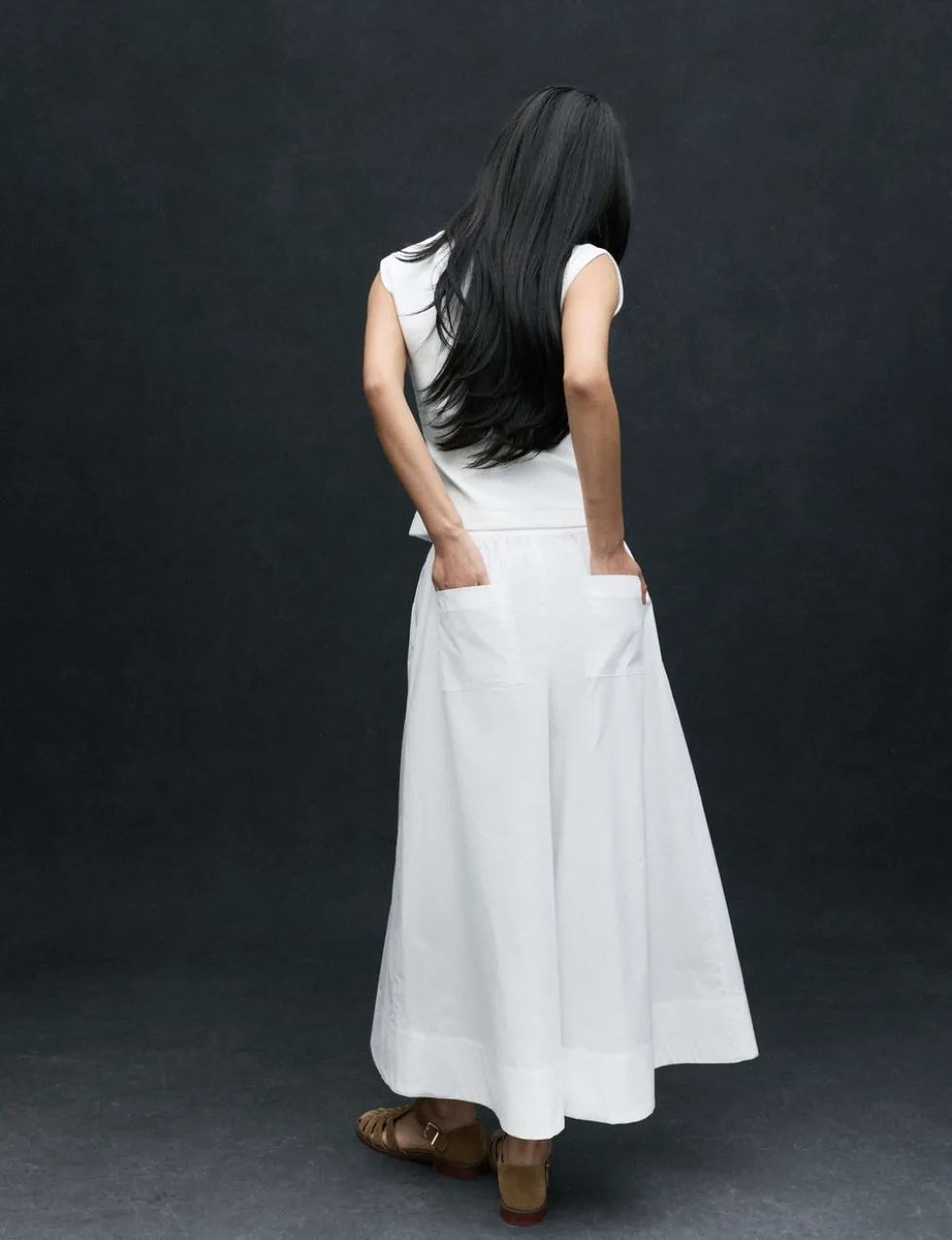 Pure Cotton Cropped Palazzo Trousers