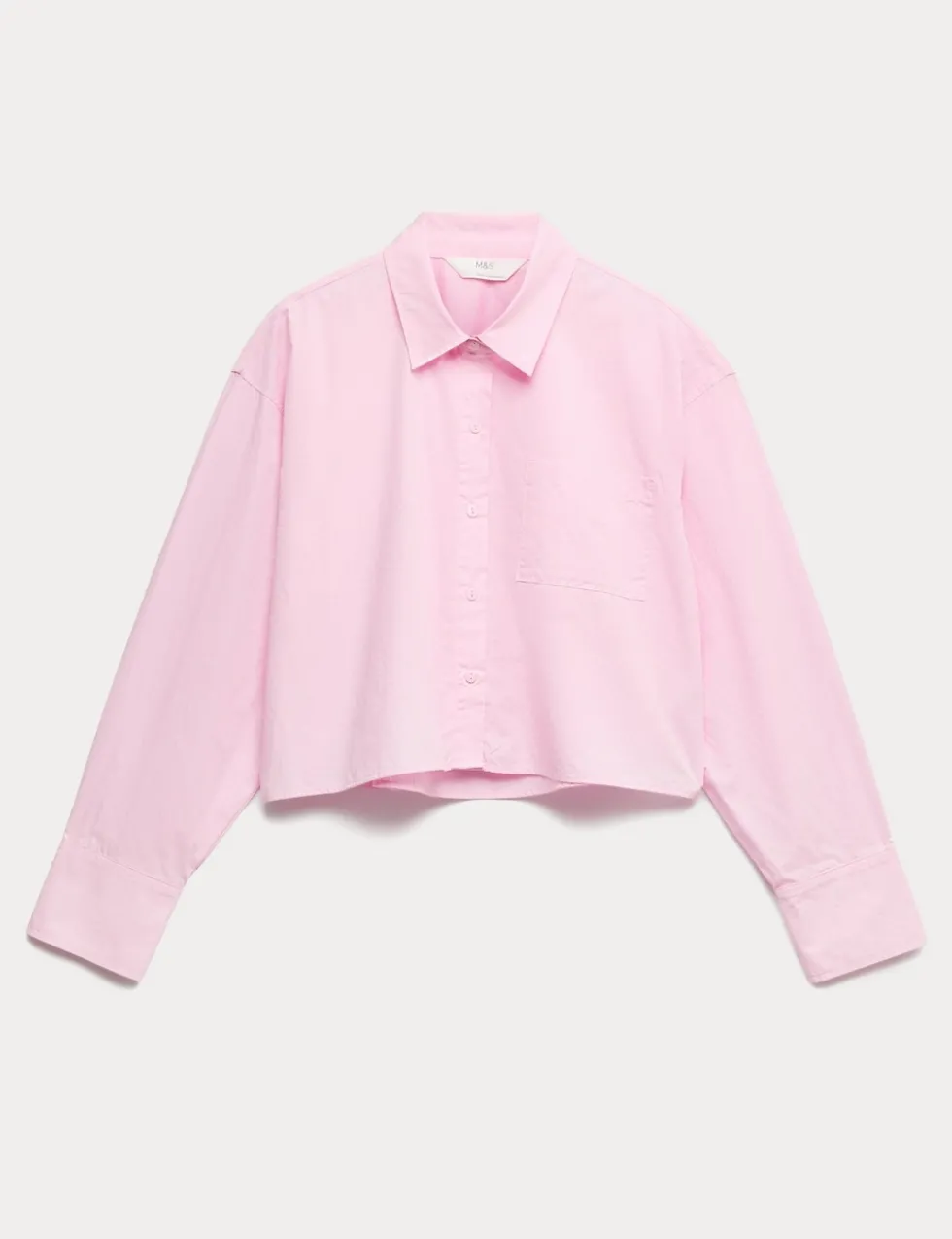 Pure Cotton Cropped Pyjama Shirt