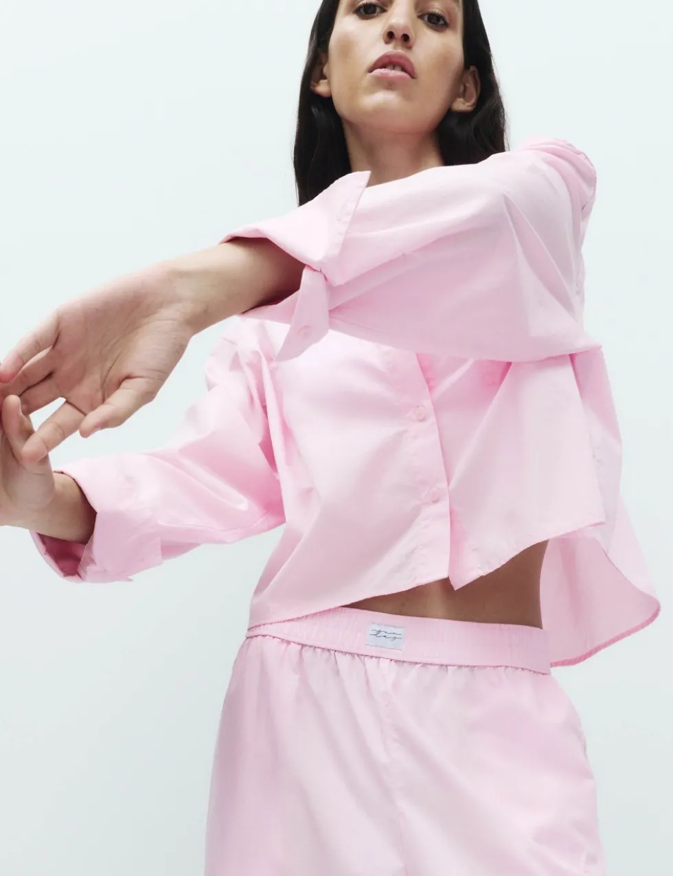 Pure Cotton Cropped Pyjama Shirt