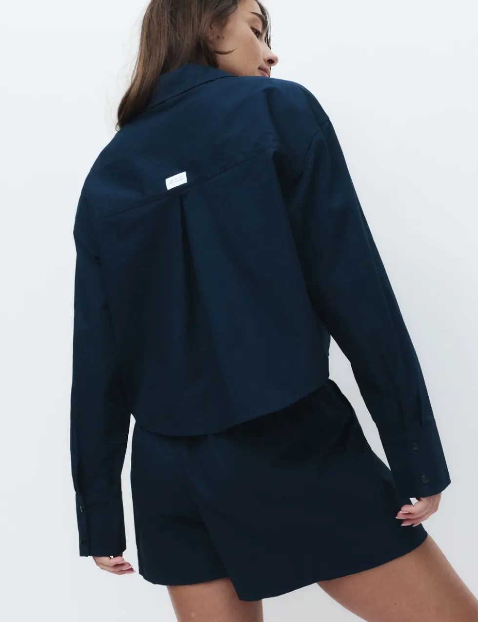Pure Cotton Cropped Pyjama Shirt