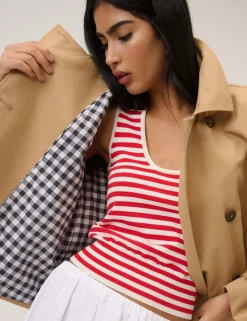 Pure Cotton Cropped Trench Coat