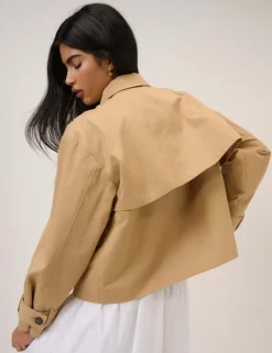 Pure Cotton Cropped Trench Coat