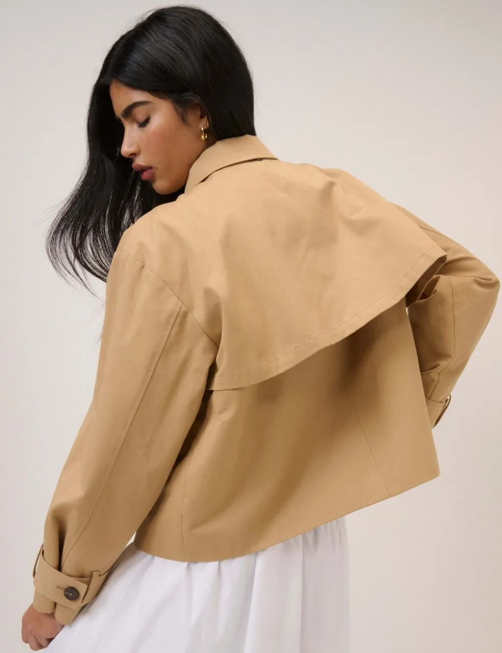 Pure Cotton Cropped Trench Coat