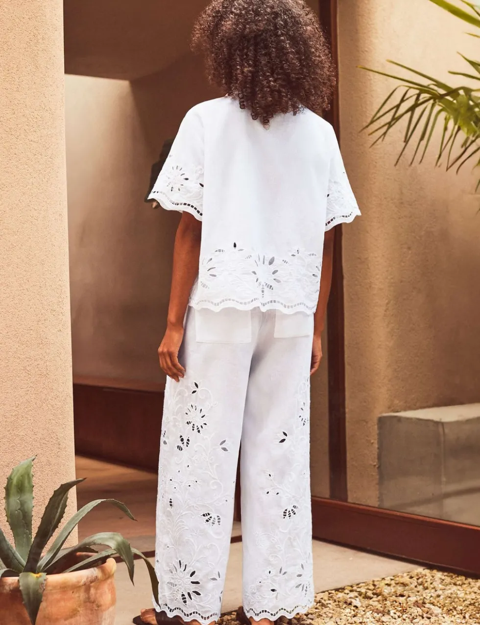Pure Cotton Cutwork Broderie Trousers