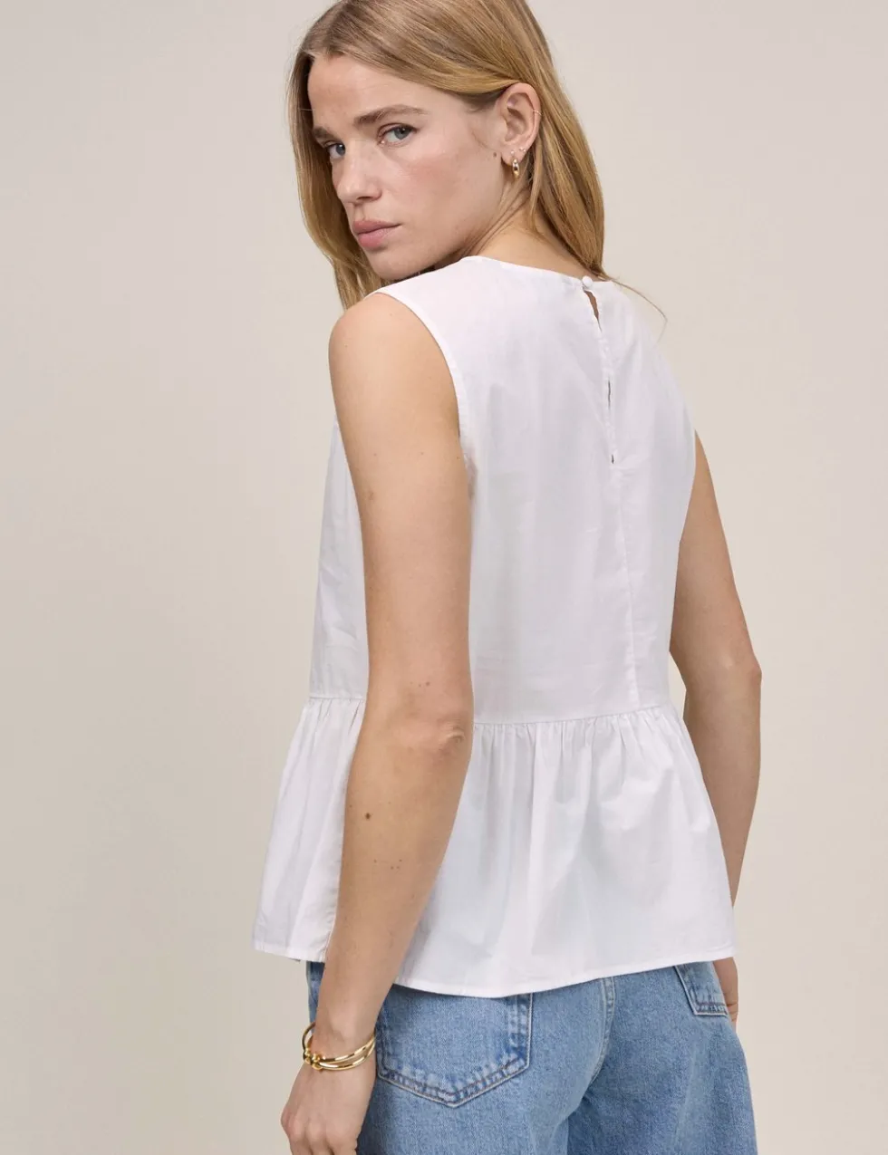 Pure Cotton Cutwork Peplum Top