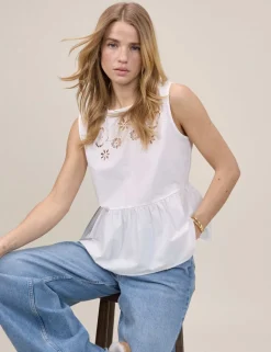 Pure Cotton Cutwork Peplum Top