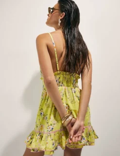 Pure Cotton Daisy Print V-Neck Mini Dress