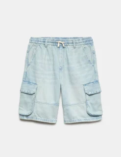 Pure Cotton Denim Cargo Shorts (6-16 Yrs)
