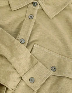 Pure Cotton Denim Collared Utility Shirt
