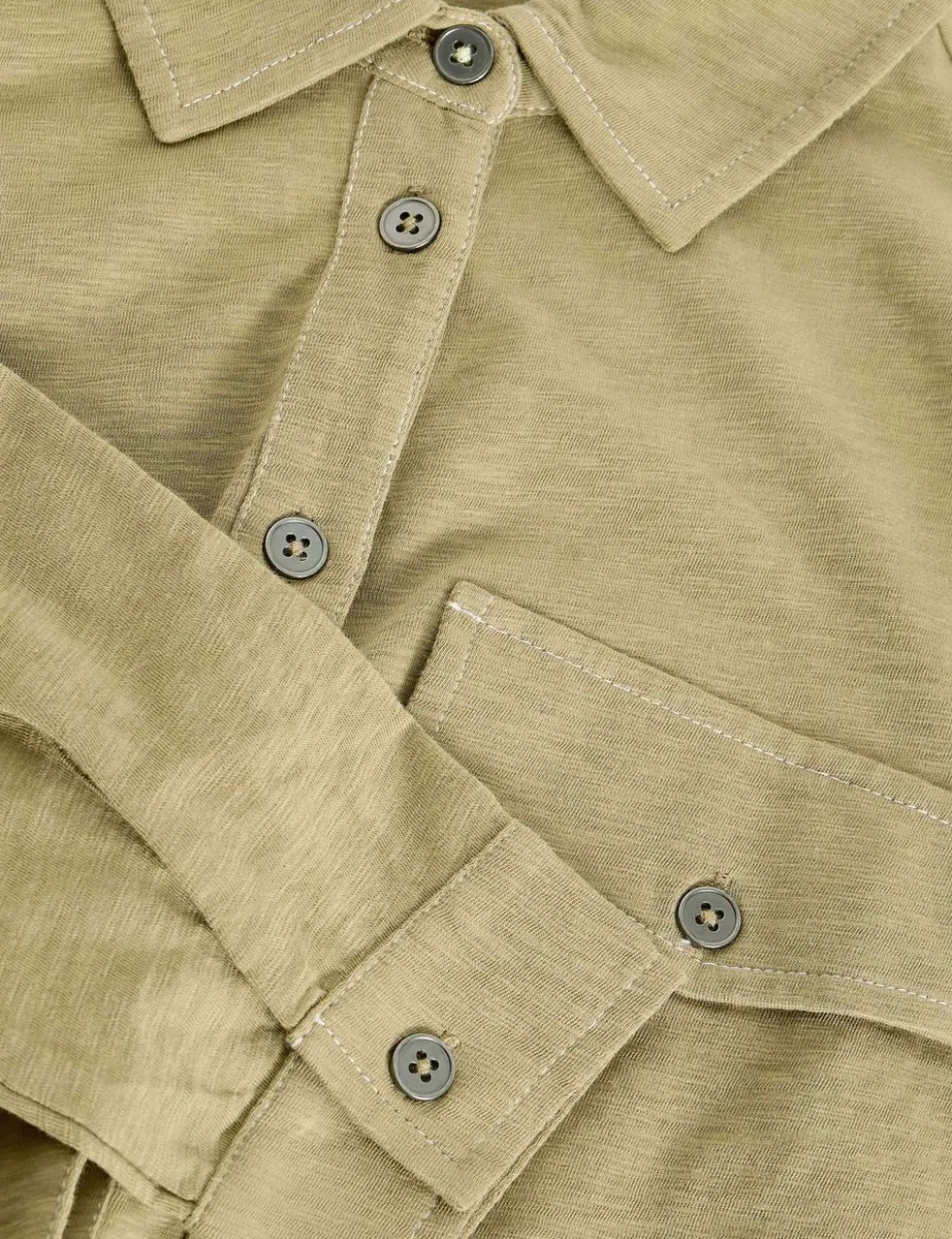 Pure Cotton Denim Collared Utility Shirt