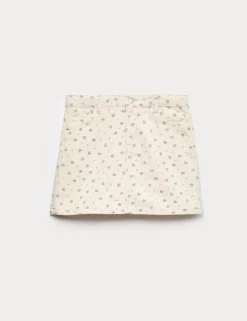 Pure Cotton Denim Ditsy Floral Skirt (2-16 Yrs)