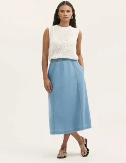 Pure Cotton Denim Midaxi Skirt