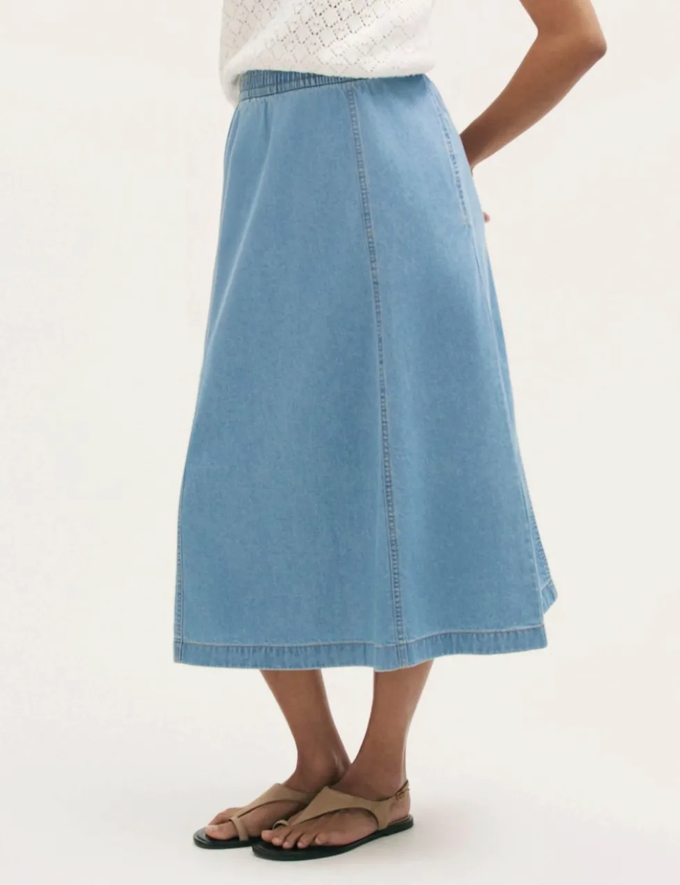 Pure Cotton Denim Midaxi Skirt