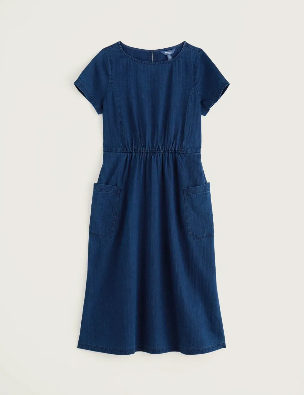 Pure Cotton Denim Midi Waisted Dress