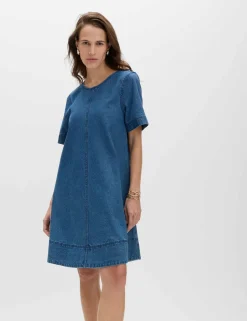 Pure Cotton Denim Mini T-Shirt Dress
