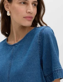 Pure Cotton Denim Mini T-Shirt Dress