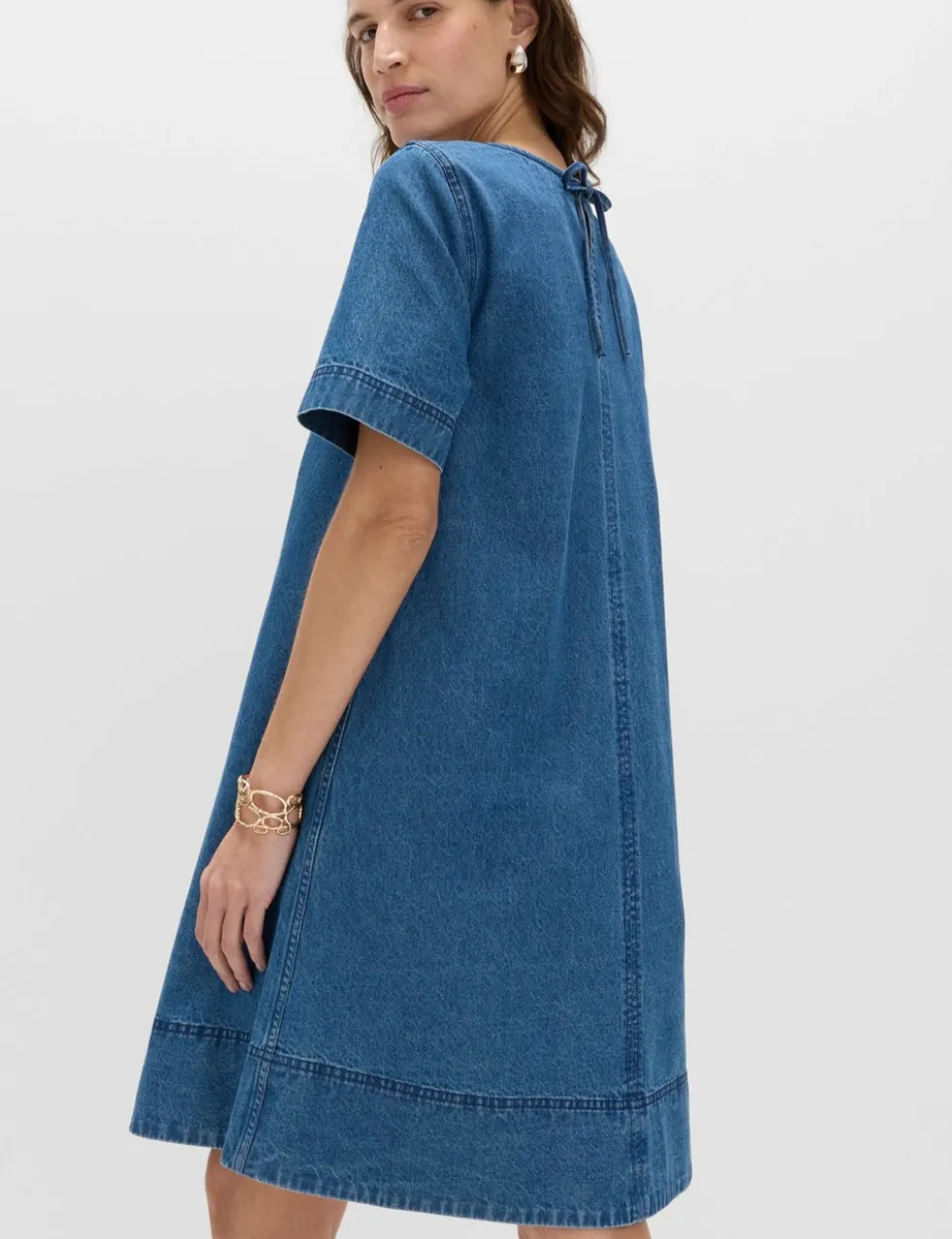 Pure Cotton Denim Mini T-Shirt Dress